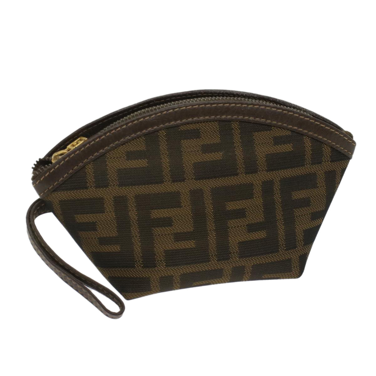 FENDI Zucca Canvas Pouch Black Brownar10187