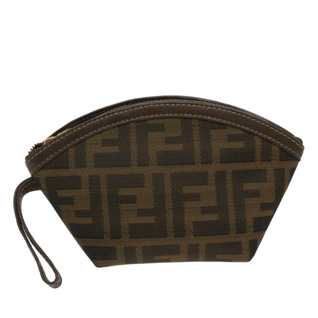 FENDI Zucca Canvas Pouch Black Brownar10187