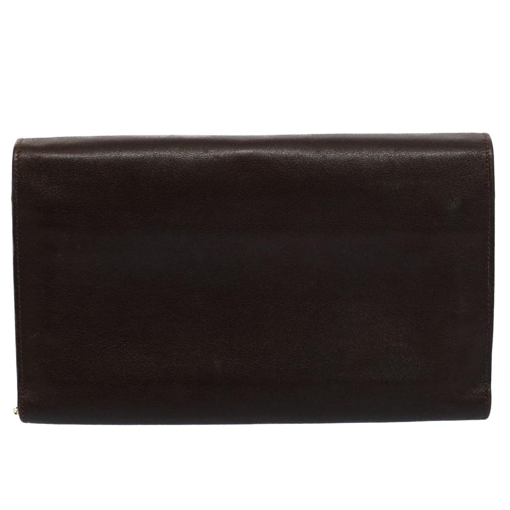 CELINE Horse Carriage Chain Wallet Leather Brown  ar10223
