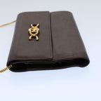 CELINE Horse Carriage Chain Wallet Leather Brown  ar10223