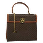 CELINE Macadam Canvas Hand Bag PVC Leather Brown  ar10248