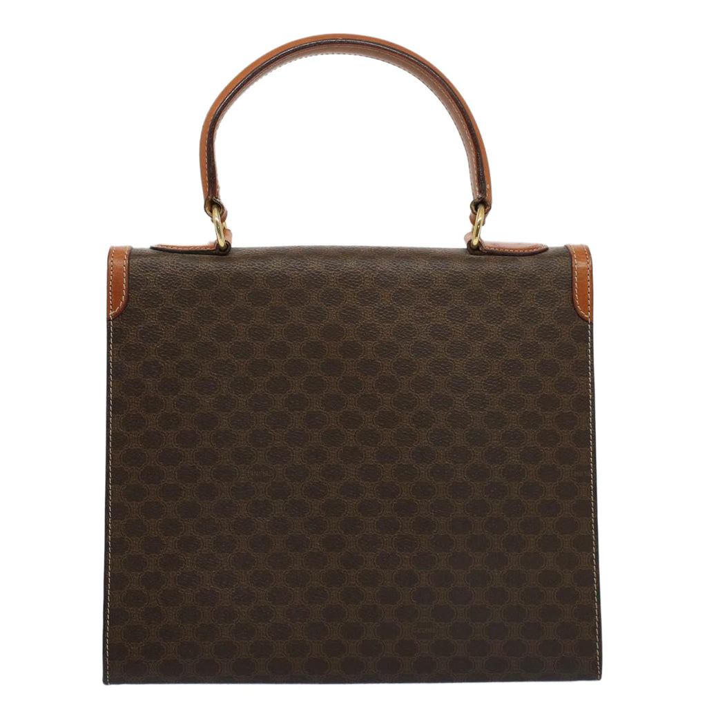 CELINE Macadam Canvas Hand Bag PVC Leather Brown  ar10248
