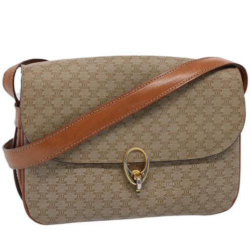 CELINE Macadam Canvas Shoulder Bag Beige  ar10274