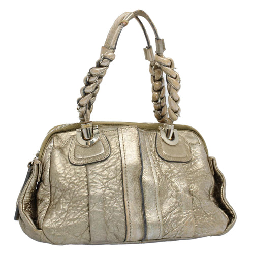Chloe Shoulder Bag Leather Gold Tone ar10282