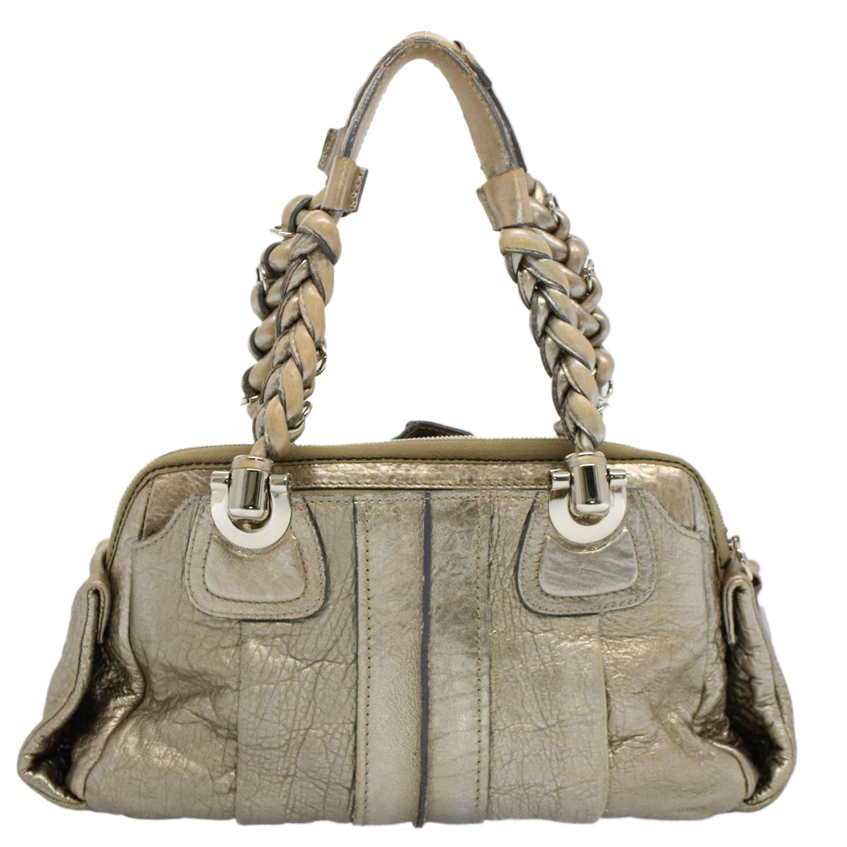 Chloe Shoulder Bag Leather Gold Tone ar10282