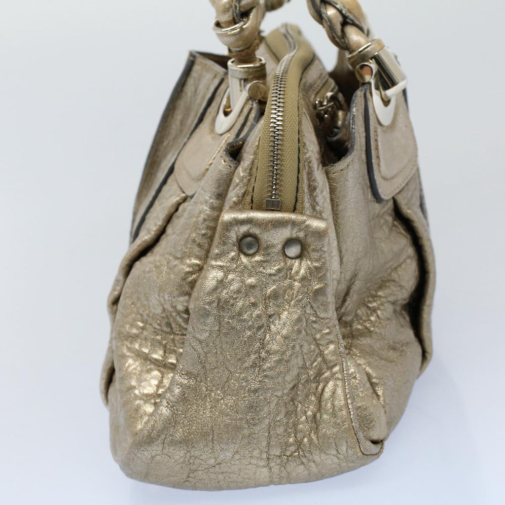 Chloe Shoulder Bag Leather Gold Tone ar10282