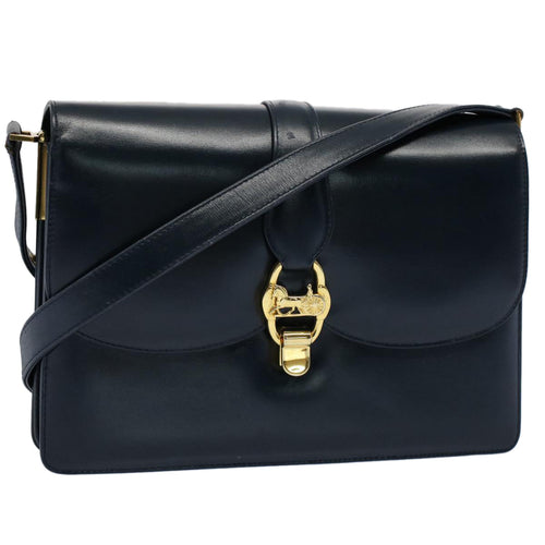 CELINE Horse Carriage Shoulder Bag Leather Navy  ar10323