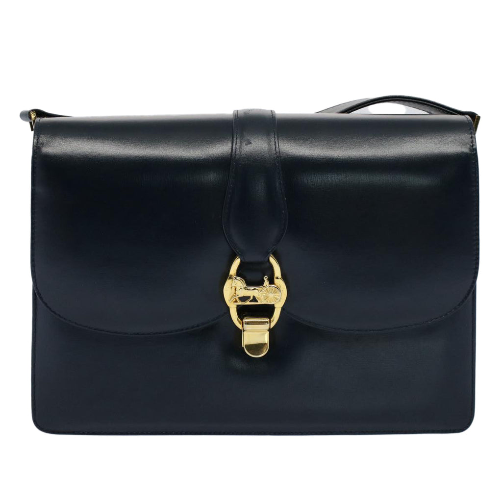 CELINE Horse Carriage Shoulder Bag Leather Navy  ar10323
