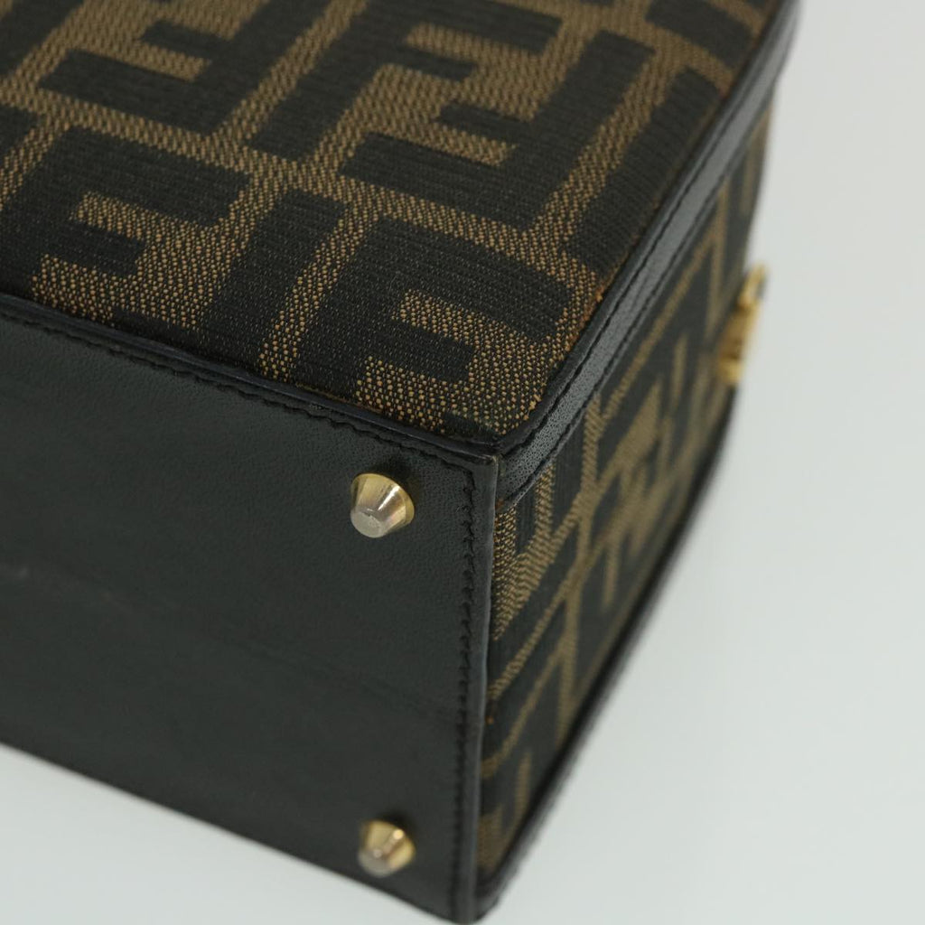 FENDI Zucca Canvas Hand Bag 2way Black Brownar10368B