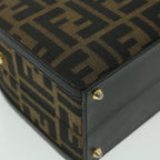 FENDI Zucca Canvas Hand Bag 2way Black Brownar10368B