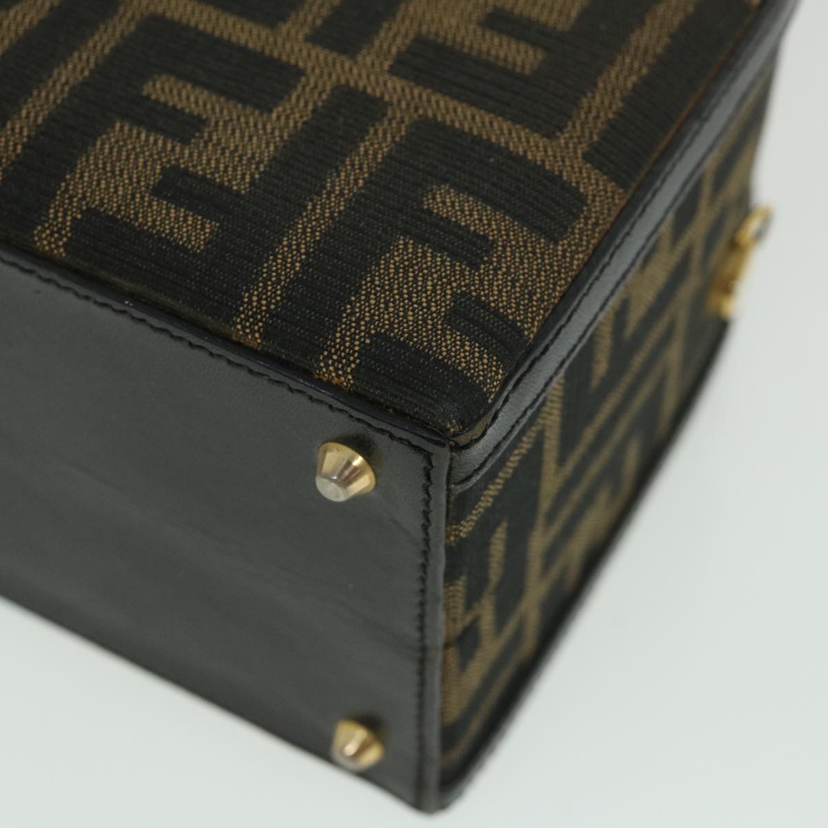 FENDI Zucca Canvas Hand Bag 2way Black Brownar10368B