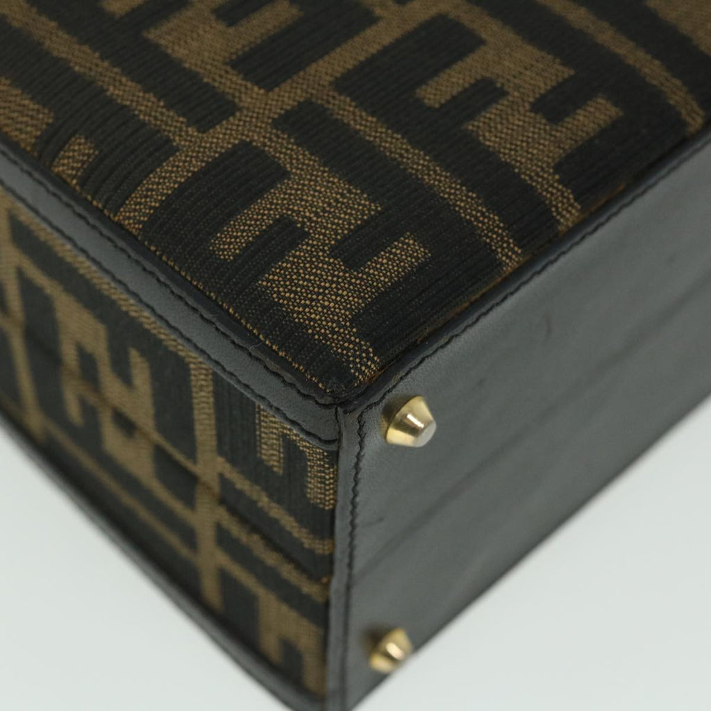 FENDI Zucca Canvas Hand Bag 2way Black Brownar10368B