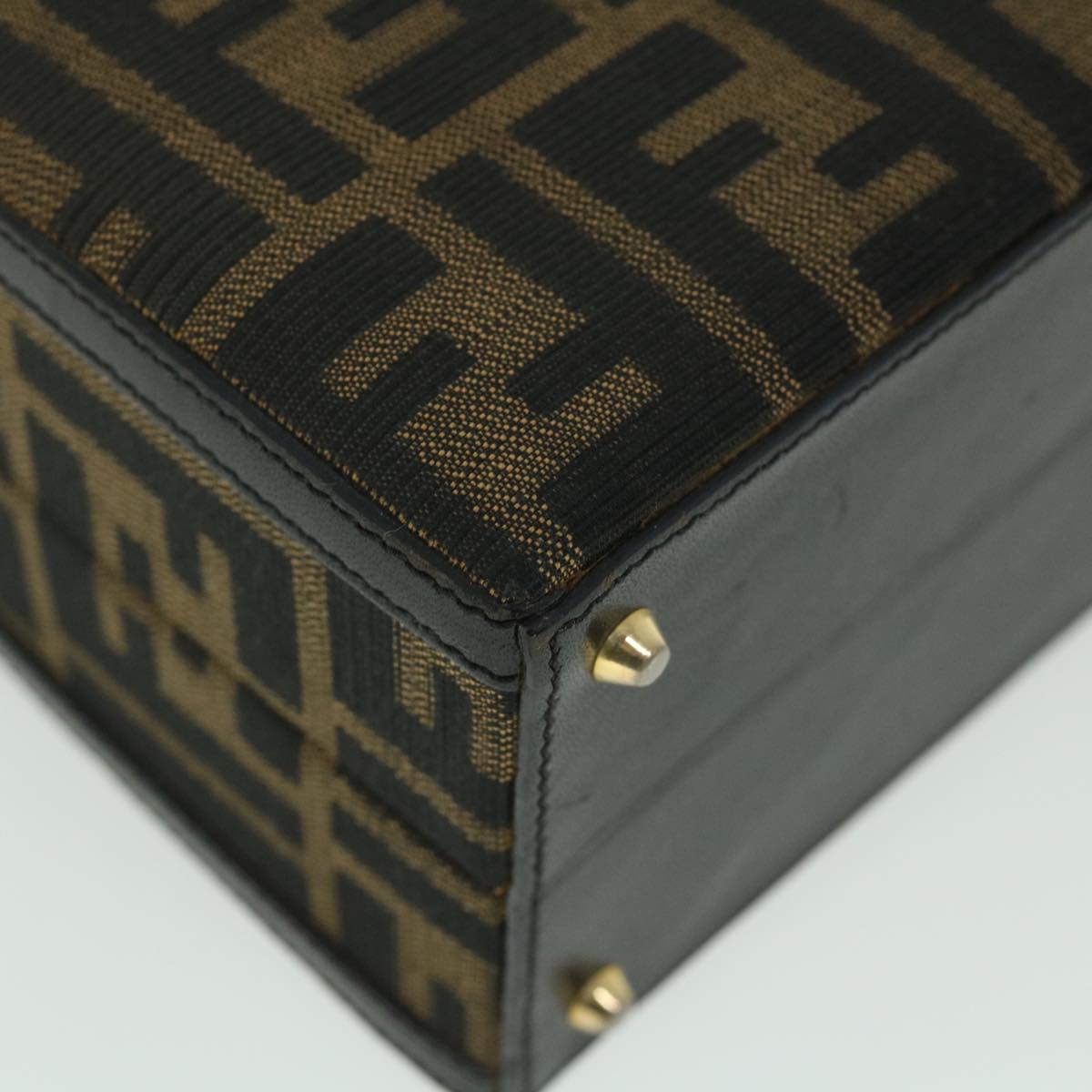 FENDI Zucca Canvas Hand Bag 2way Black Brownar10368B