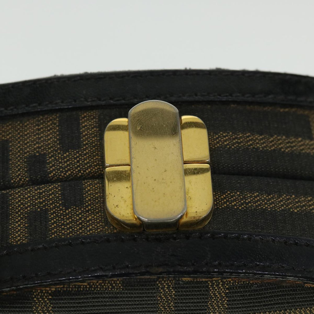 FENDI Zucca Canvas Hand Bag 2way Black Brownar10368B