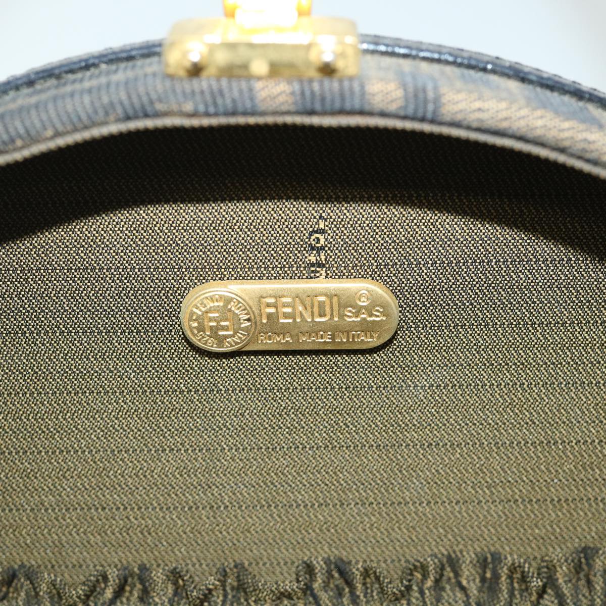 FENDI Zucca Canvas Hand Bag 2way Black Brownar10368B