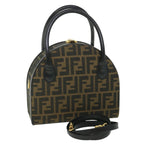 FENDI Zucca Canvas Hand Bag 2way Black Brownar10368B
