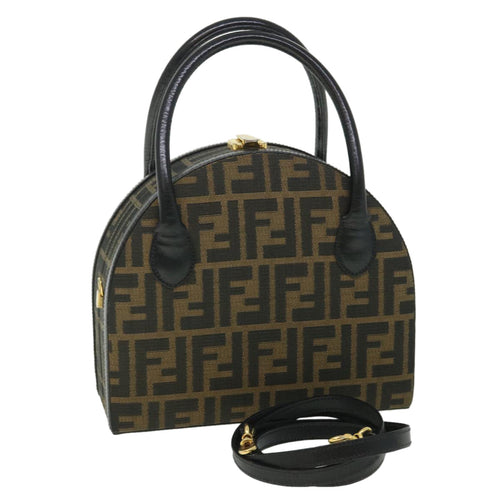 FENDI Zucca Canvas Hand Bag 2way Black Brownar10368B