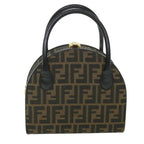FENDI Zucca Canvas Hand Bag 2way Black Brownar10368B
