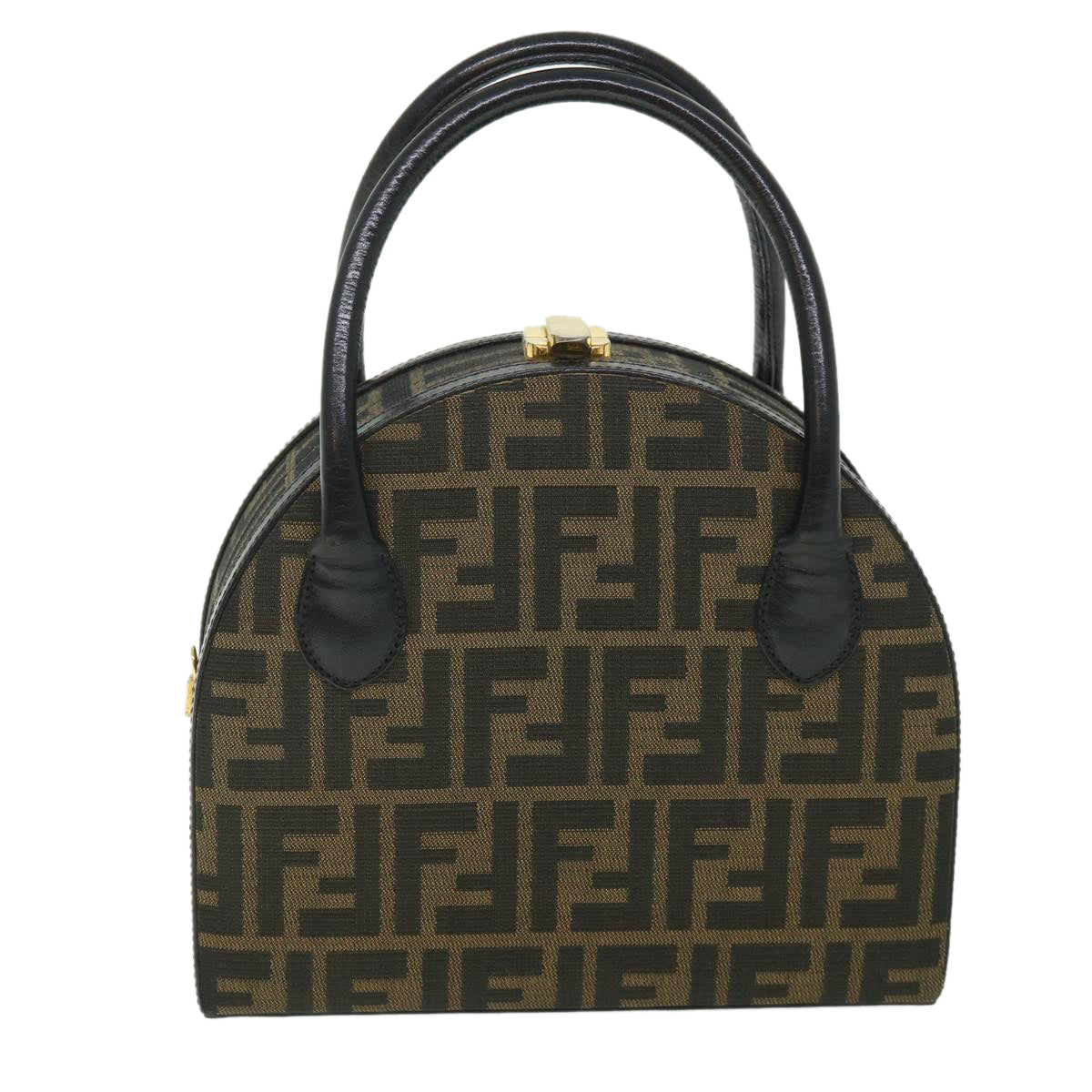FENDI Zucca Canvas Hand Bag 2way Black Brownar10368B