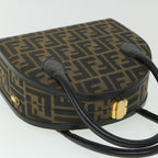 FENDI Zucca Canvas Hand Bag 2way Black Brownar10368B
