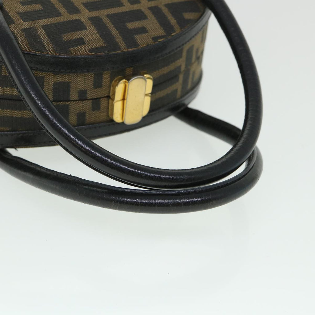 FENDI Zucca Canvas Hand Bag 2way Black Brownar10368B