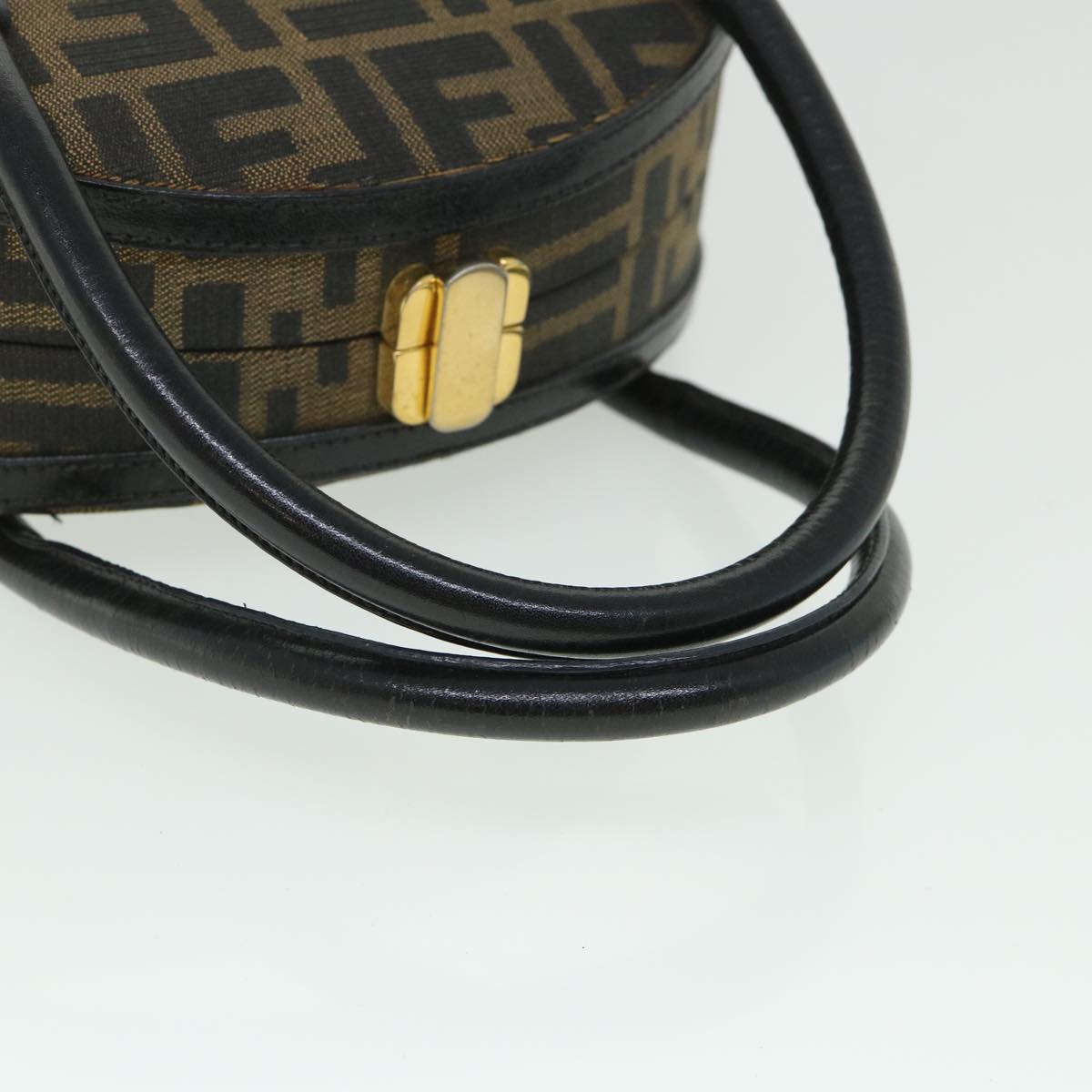 FENDI Zucca Canvas Hand Bag 2way Black Brownar10368B