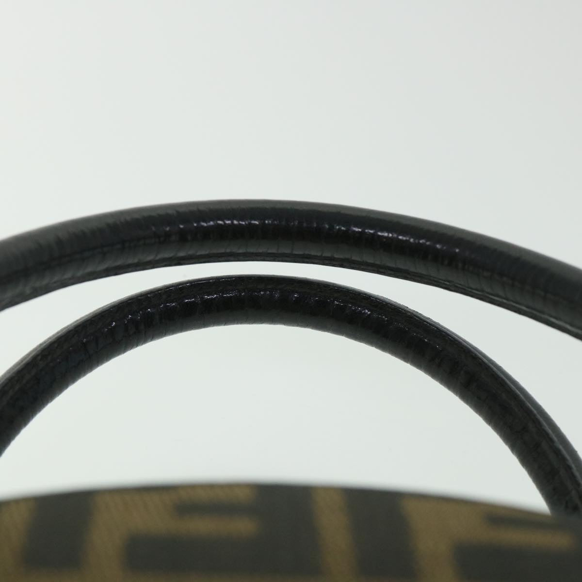 FENDI Zucca Canvas Hand Bag 2way Black Brownar10368B