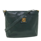 CELINE Shoulder Bag Leather Green  ar10370B