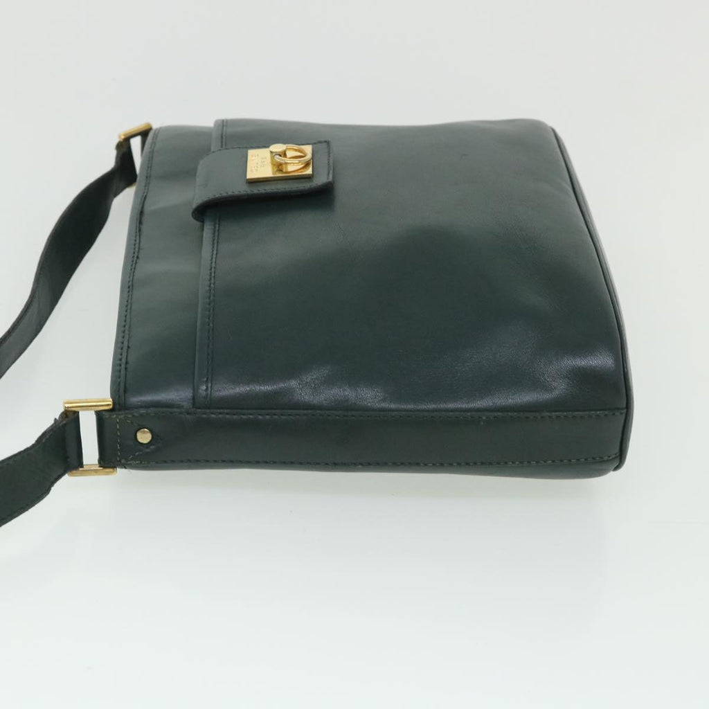CELINE Shoulder Bag Leather Green  ar10370B