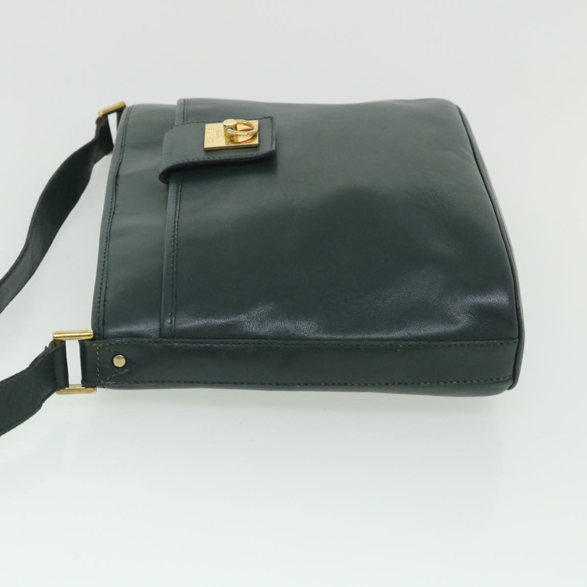 CELINE Shoulder Bag Leather Green  ar10370B