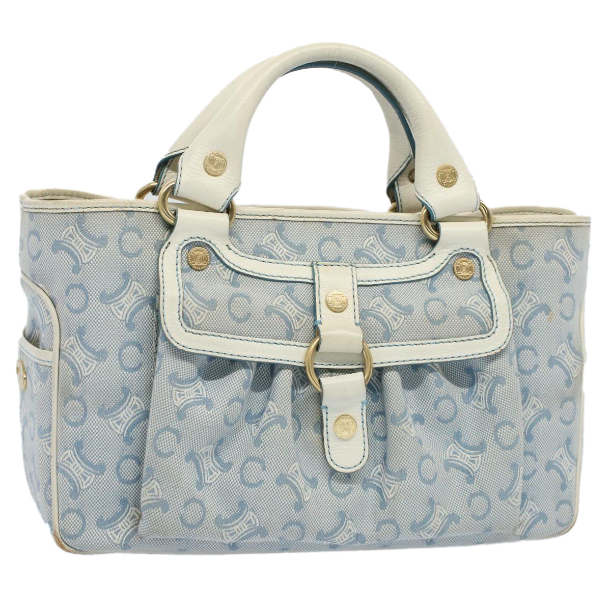 CELINE Paris Macadam Canvas Boogie Bag Hand Bag Light Blue  ar10376B