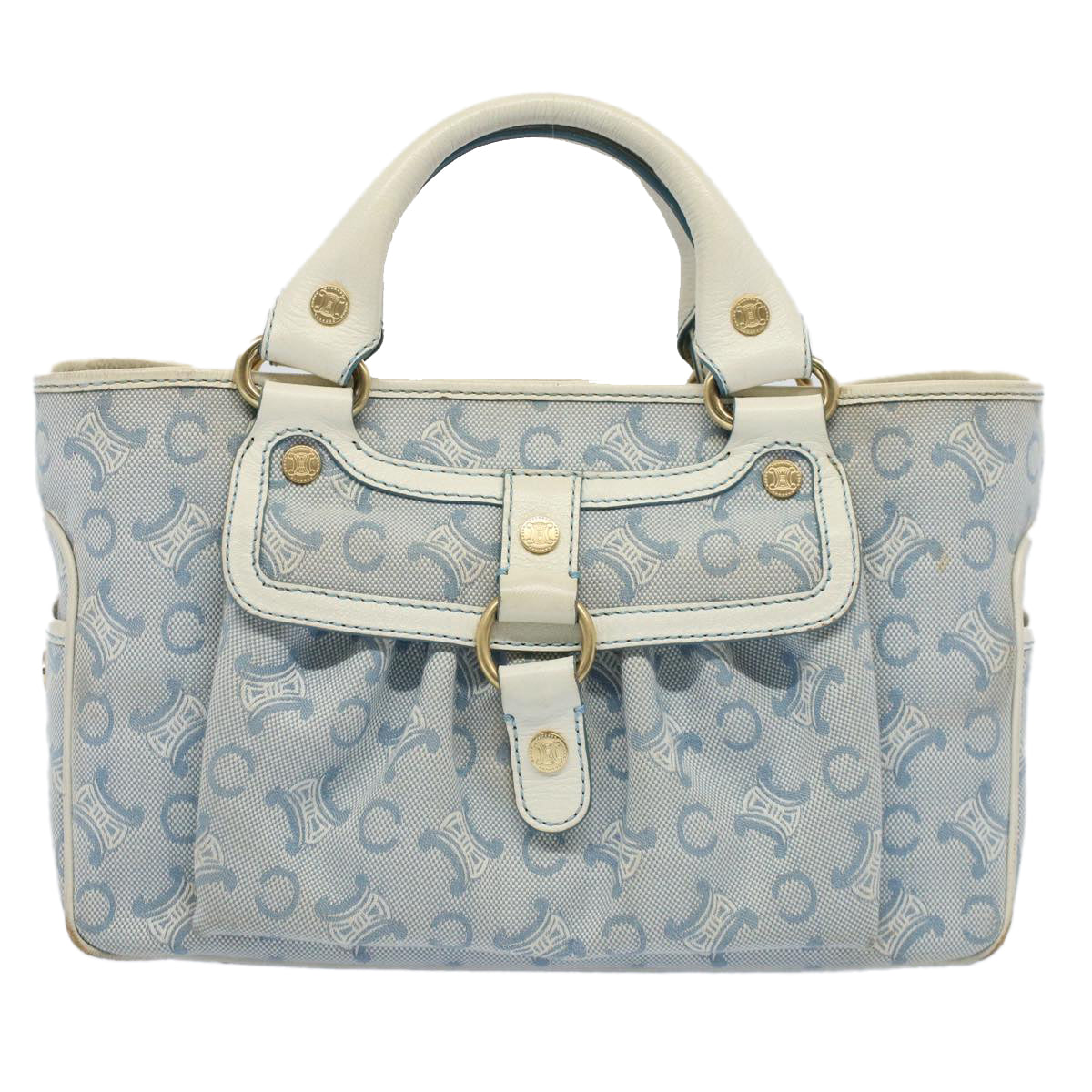 CELINE Paris Macadam Canvas Boogie Bag Hand Bag Light Blue  ar10376B