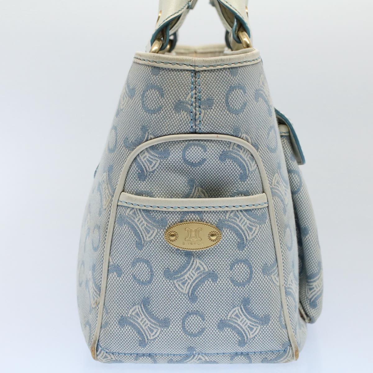 CELINE Paris Macadam Canvas Boogie Bag Hand Bag Light Blue  ar10376B