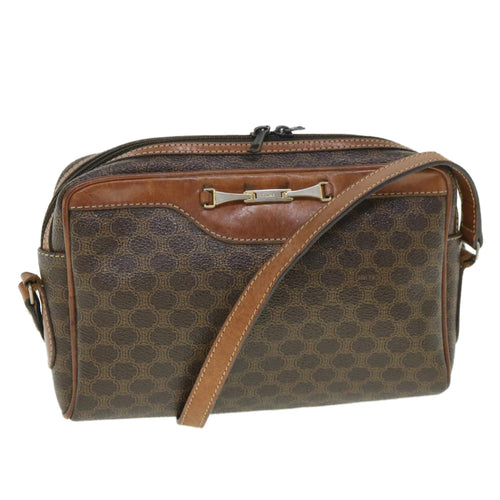 CELINE Macadam Canvas Shoulder Bag PVC Leather Brown  ar10380B