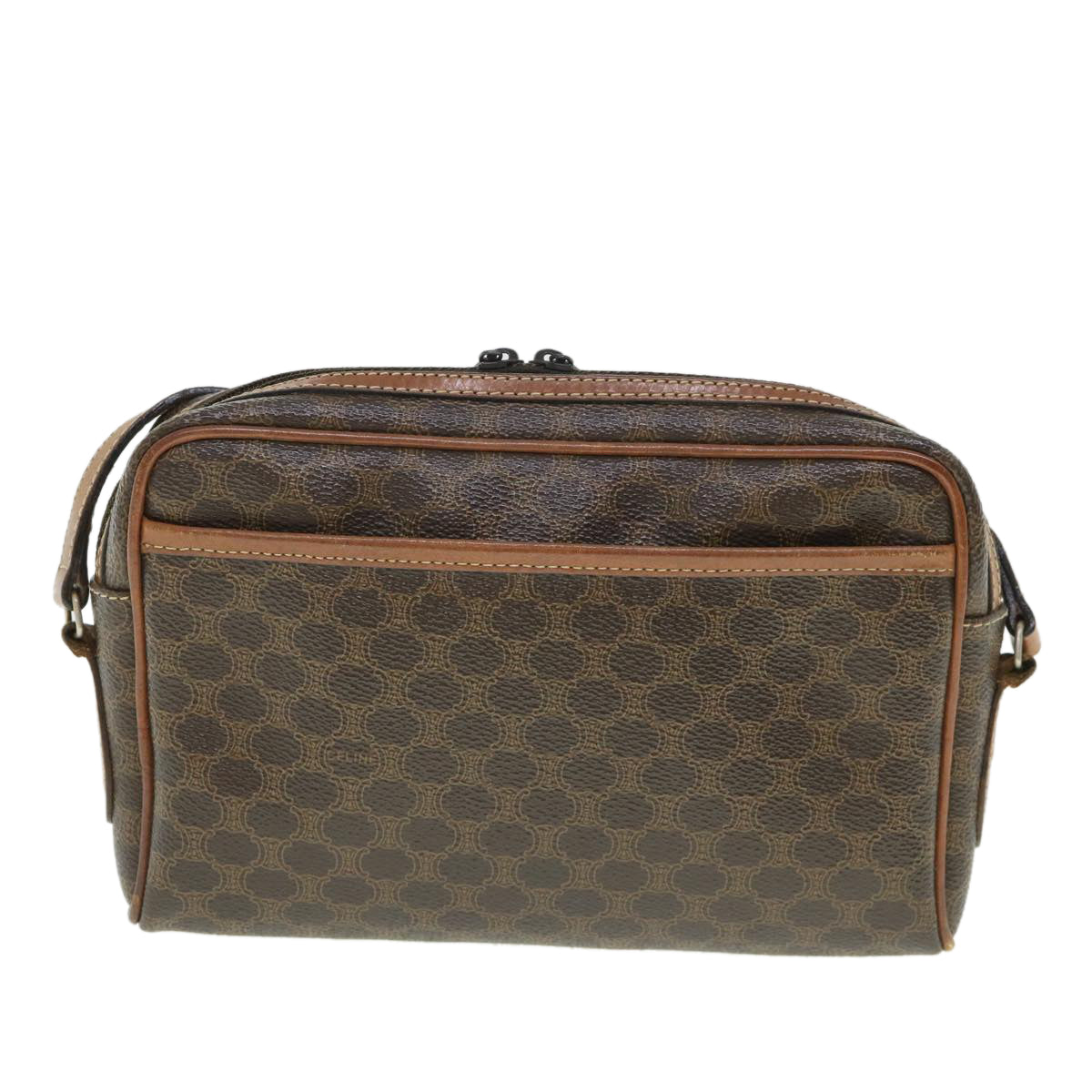 CELINE Macadam Canvas Shoulder Bag PVC Leather Brown  ar10380B