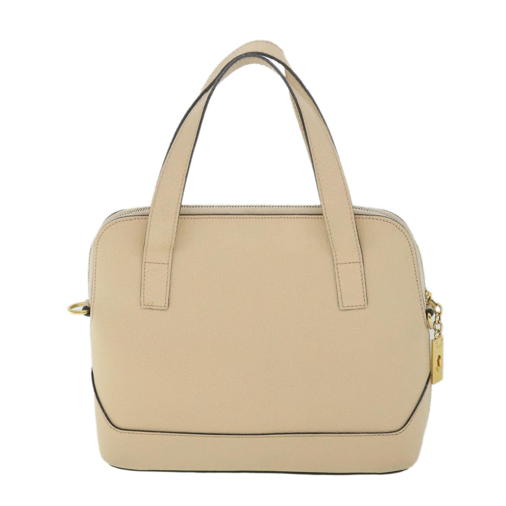 CELINE Hand Bag Leather 2way Beige  ar10402