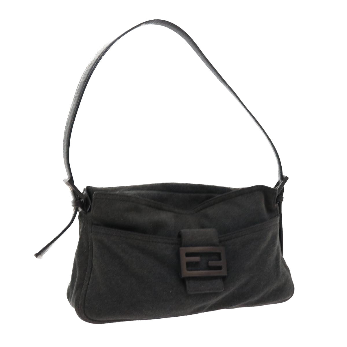FENDI Mamma Baguette Shoulder Bag Canvas Grayar10408