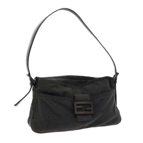 FENDI Mamma Baguette Shoulder Bag Canvas Grayar10408