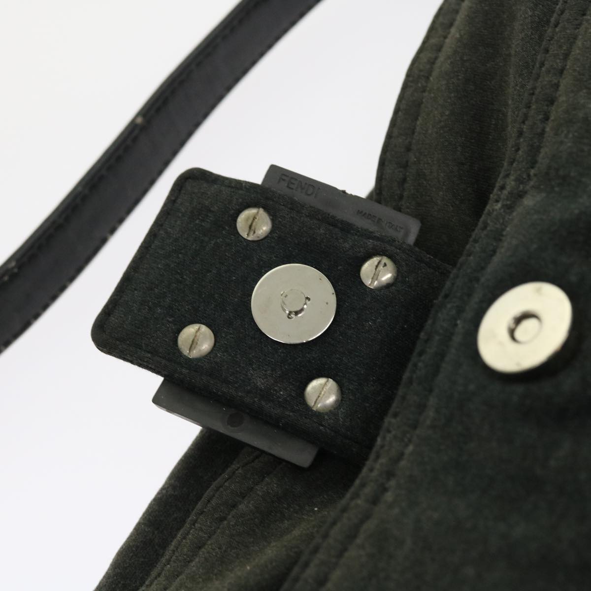 FENDI Mamma Baguette Shoulder Bag Canvas Grayar10408