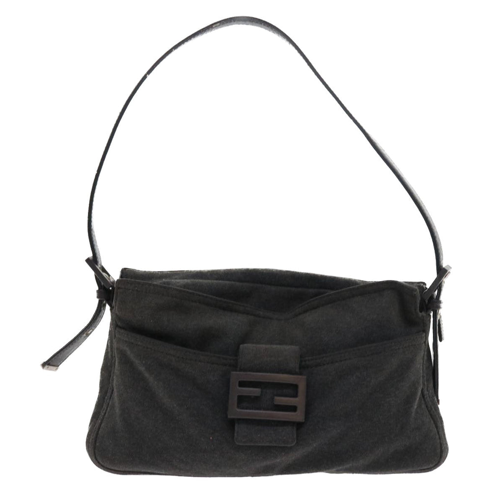 FENDI Mamma Baguette Shoulder Bag Canvas Grayar10408