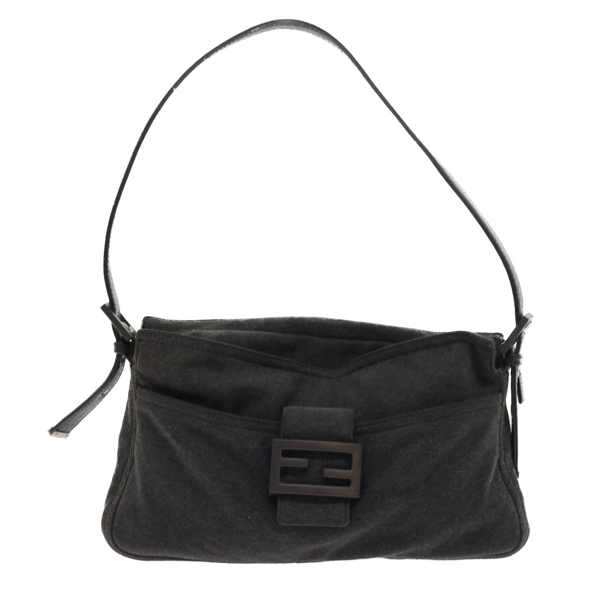 FENDI Mamma Baguette Shoulder Bag Canvas Grayar10408