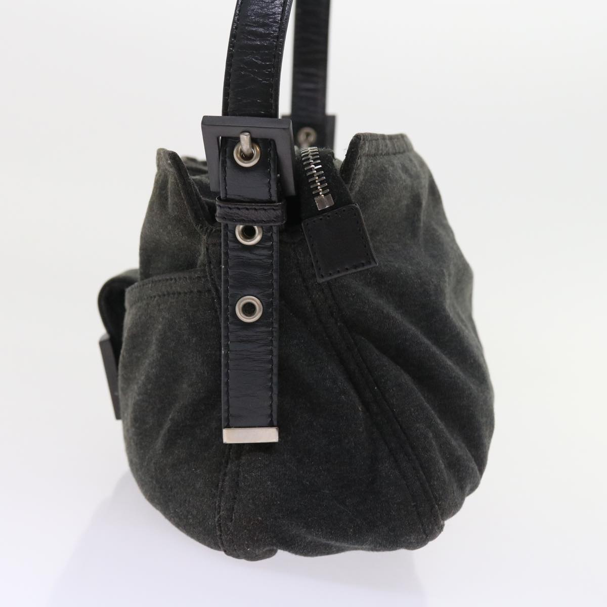 FENDI Mamma Baguette Shoulder Bag Canvas Grayar10408