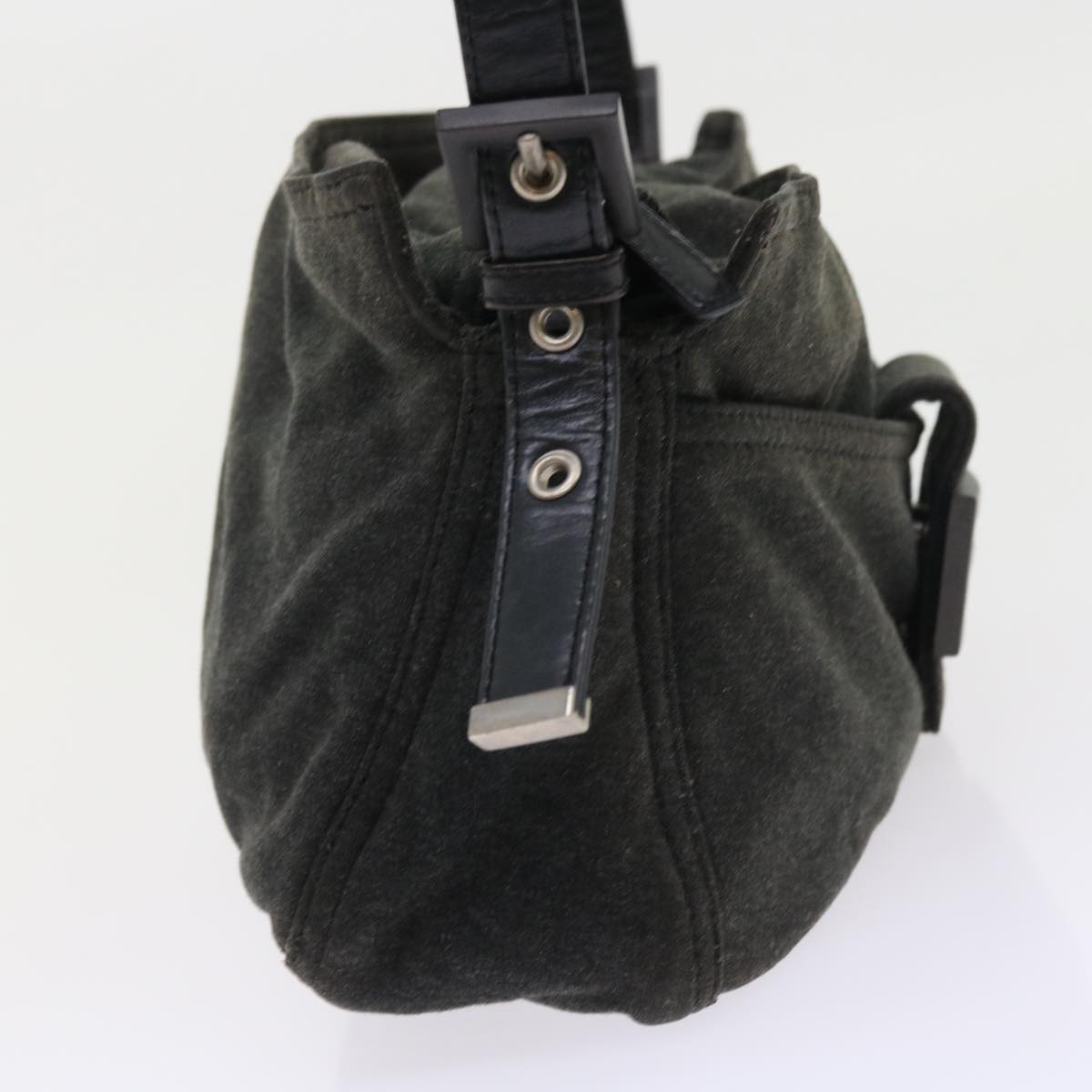 FENDI Mamma Baguette Shoulder Bag Canvas Grayar10408