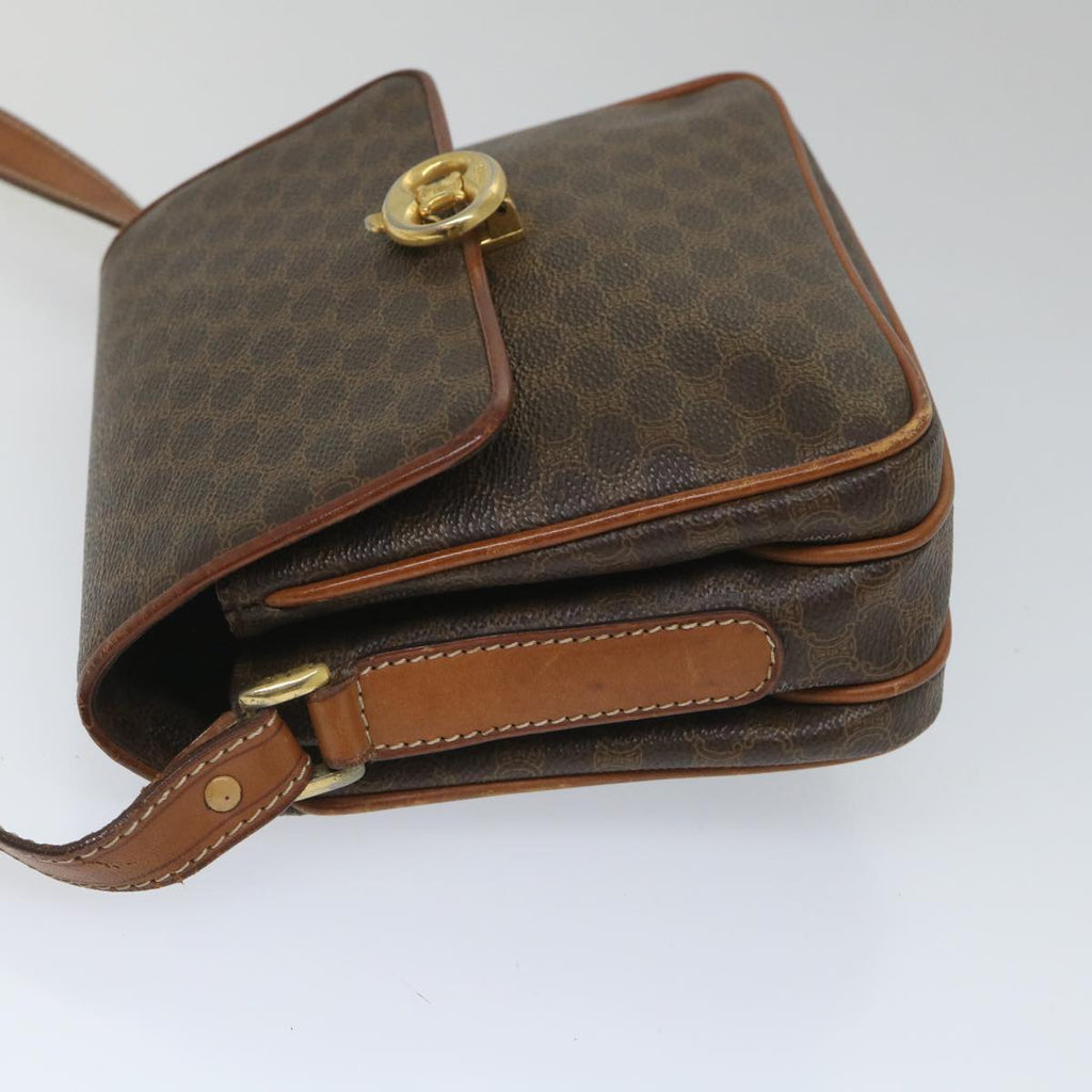 CELINE Macadam Canvas Shoulder Bag PVC Leather Brown  ar10469