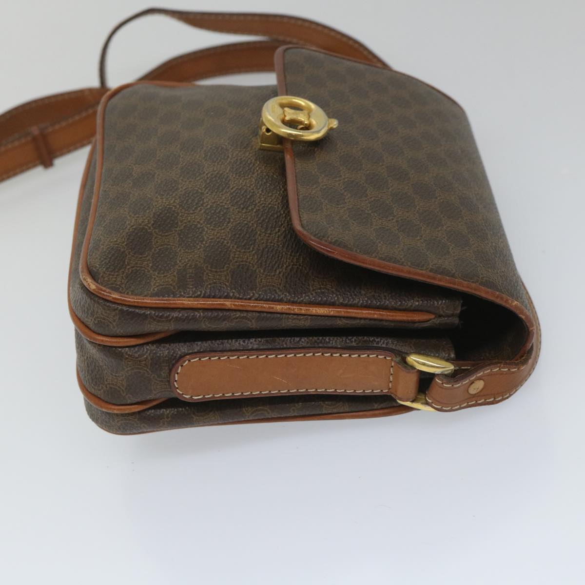 CELINE Macadam Canvas Shoulder Bag PVC Leather Brown  ar10469