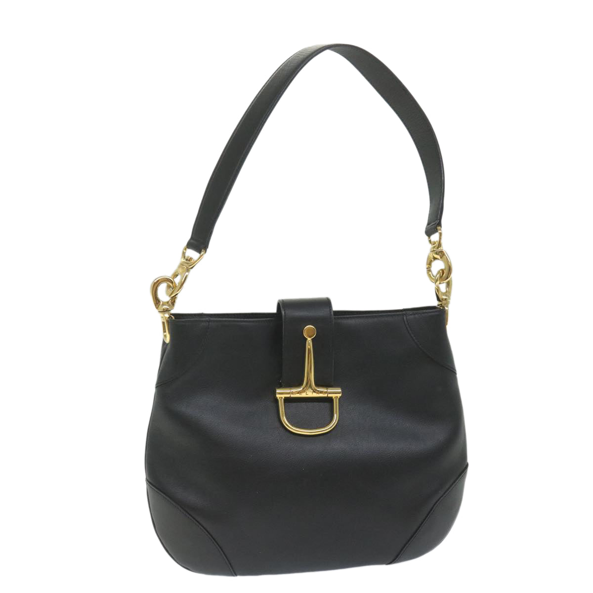 CELINE Shoulder Bag Leather Black  ar10477