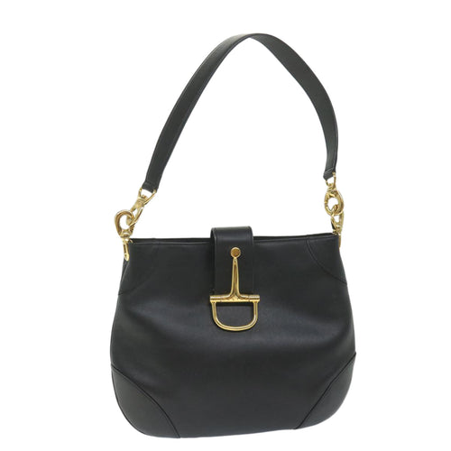 CELINE Shoulder Bag Leather Black  ar10477