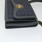 CELINE C Macadam Canvas Horse Carriage Shoulder Bag Navy Auth ar10605B
