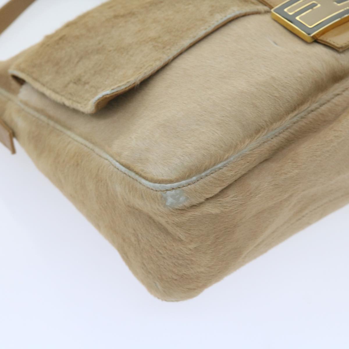 FENDI Mamma Baguette Shoulder Bag Harako leather Beigear10608B