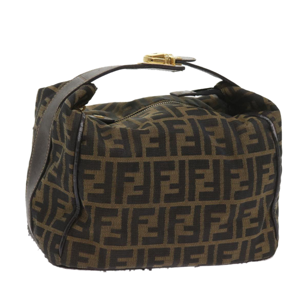 FENDI Zucca Canvas Hand Bag Black Brown 2111 26348 088ar10671